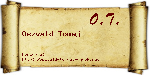 Oszvald Tomaj névjegykártya